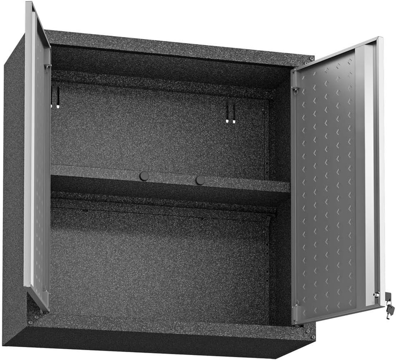 Fortress Metal Floating Garage Cabinets in Grayl (Set of 2)