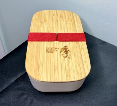Suntory Whisky Toki Storage Lunch Snack Box Wooden Lid Logo Sealing Gasket 4 x8 