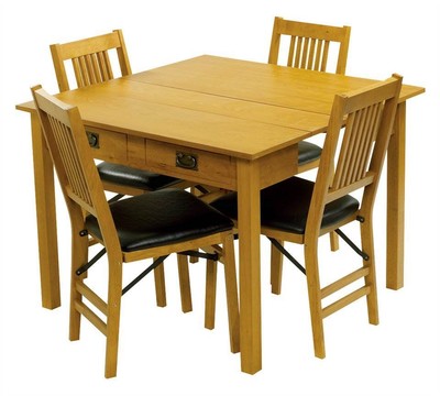 Dining Table w Chairs in Warm Oak Finish [ID 34012]