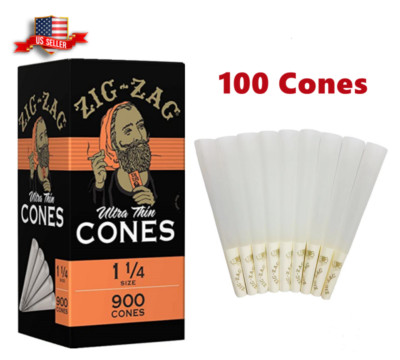 Zig-Zag  Ultra Thin Paper Cones 1 1/4 Size 100 Pack & Fast Shipping