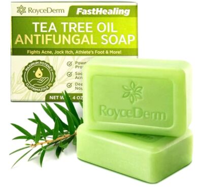 Roycederm Antifungal Soap Tea Tree Oil for Face & Body Acne 4 oz Pack of 2