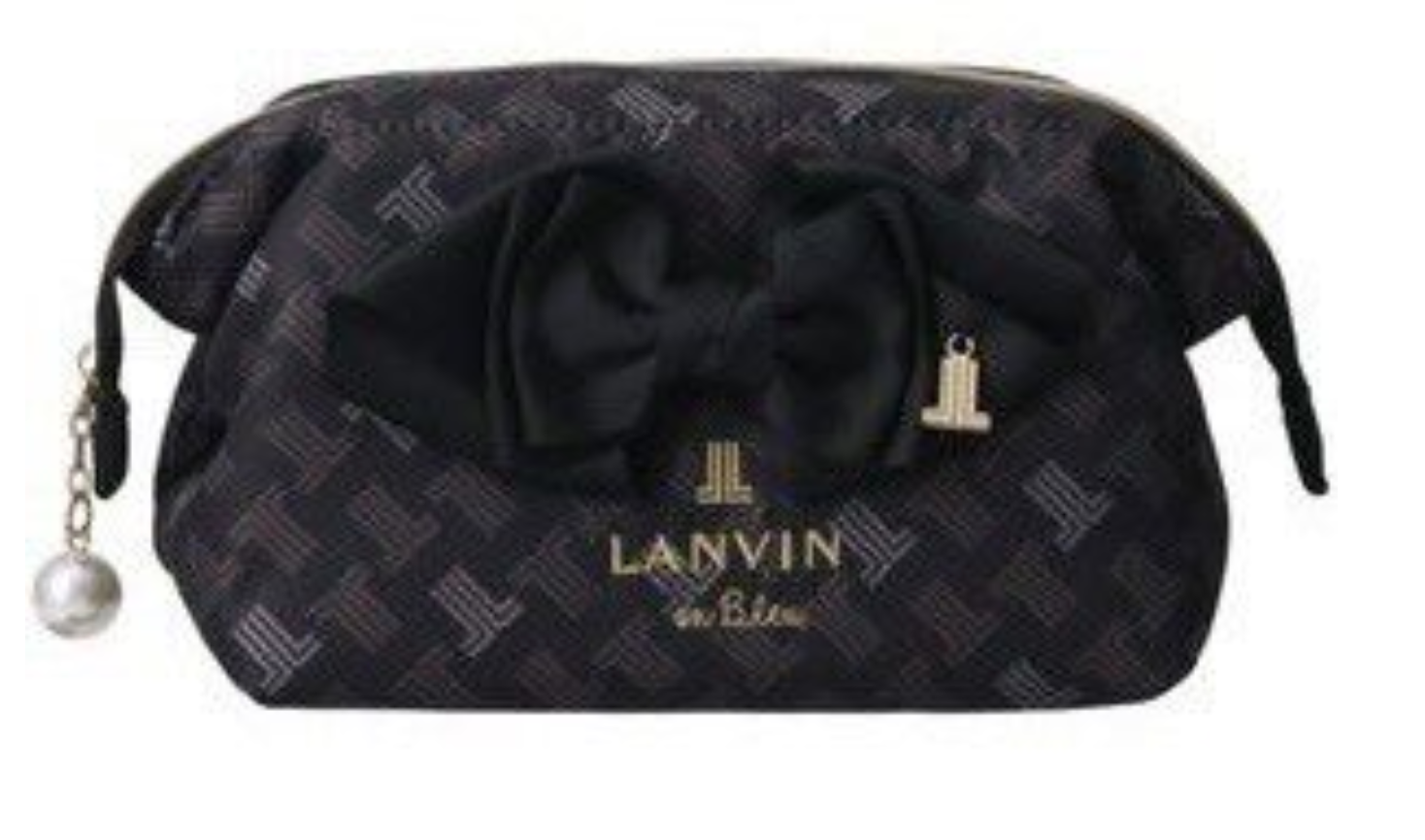 Lanvin en Bleu Cosmetic Bag with Faux Pearl Zip Elegant