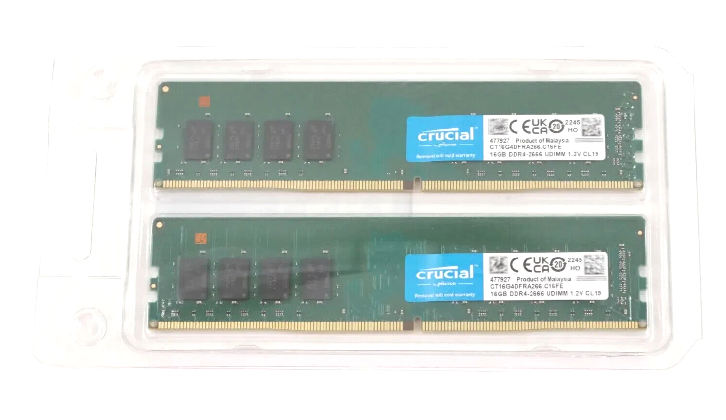 Crucial Kit 2x 16GB 32GB DDR4-2666mhz Udimm Memory RAM