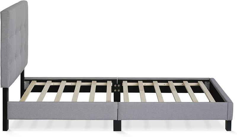 Laval Button Tufted Upholstered Platform Bed Frame, Twin, Glacier