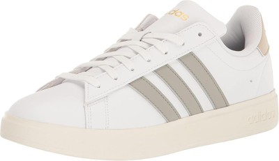 adidas Men's Grand Court 2.0 Sneaker, White/Silver Pebble/Wonder Beige, 10.5