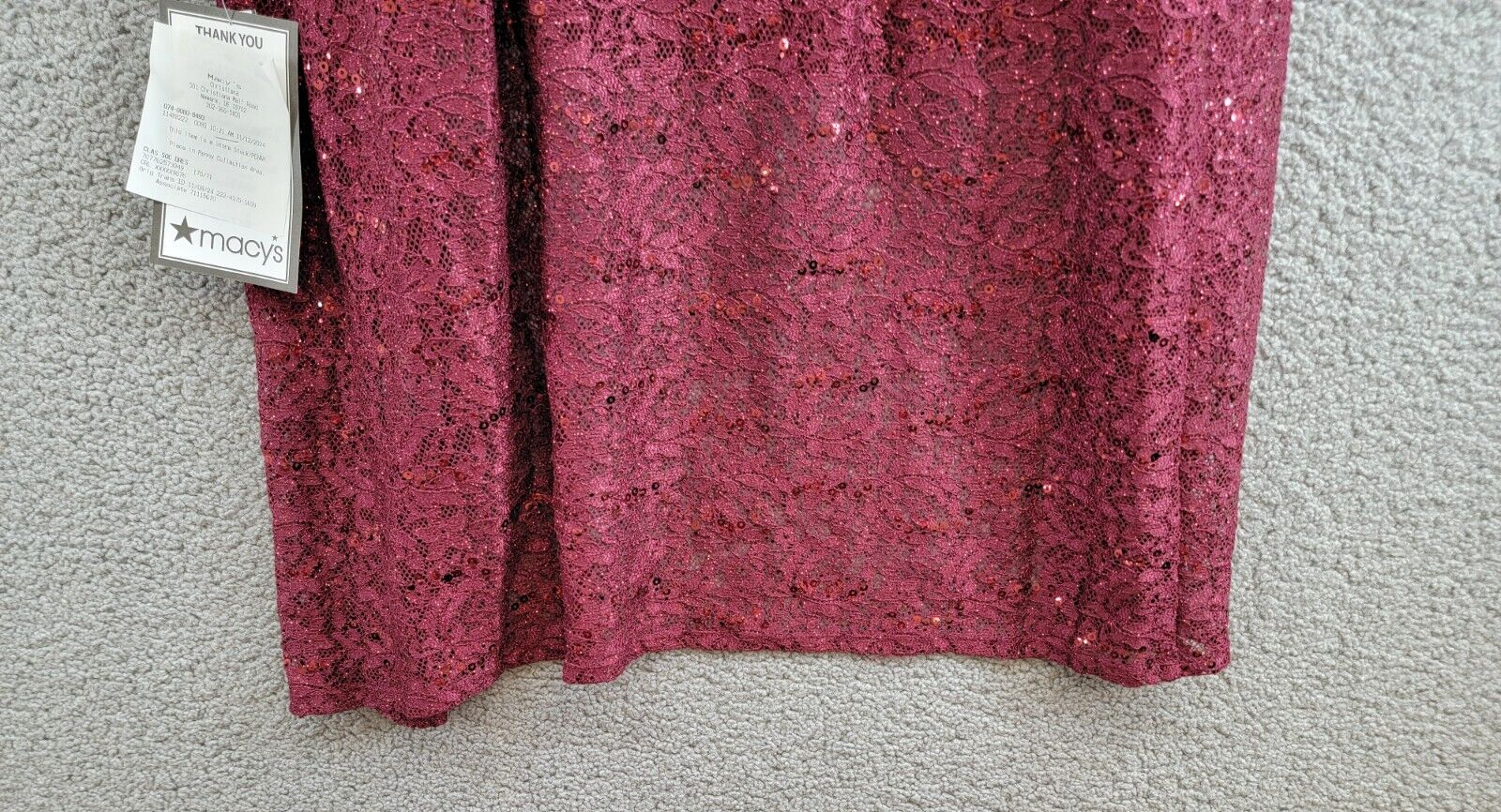 R & M Richards 3-Pc. Sequined Lace Pantsuit & Jacket Women's 6 Merlot 3/4 Sleeve - Picture 8 of 22