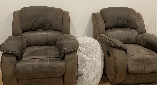 2 x Single Recliner Chairs 1 x Three Seater Couch Recliner | Sofas