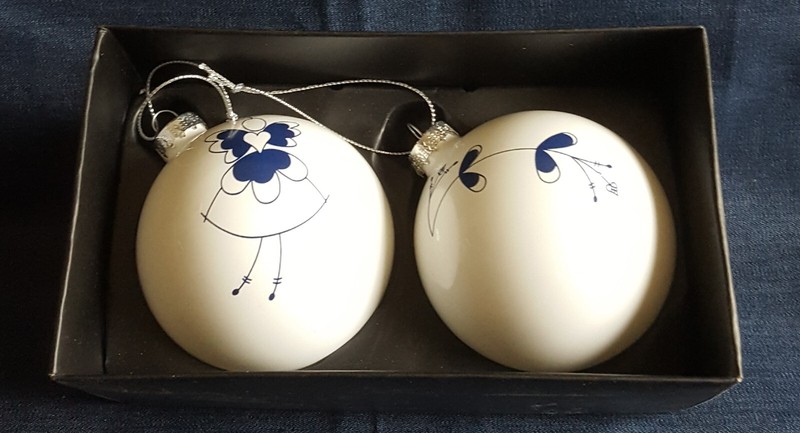 Det Gamle Apotek   4 Kugeln Als Weihnachtsdeko In WeiÃ Blau  In Ovp