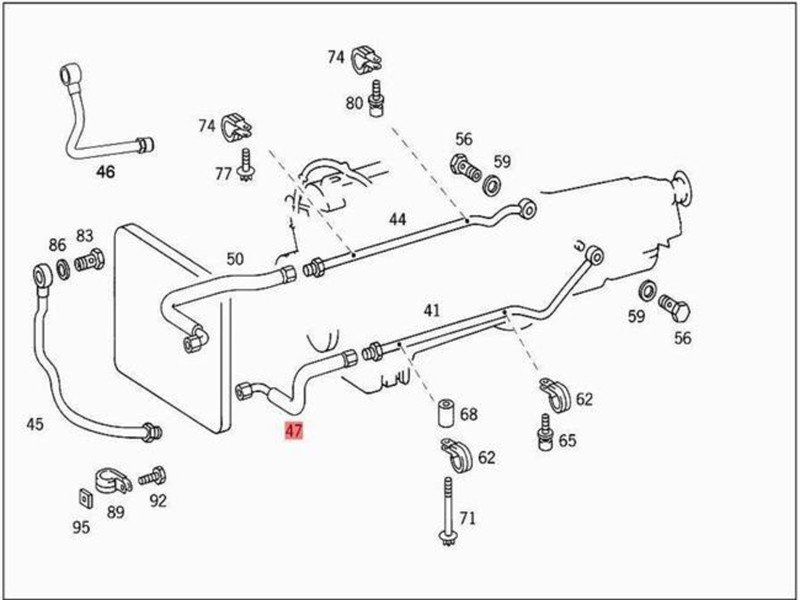 Genuine MERCEDES R170 From transmission to oil cooler left