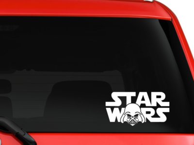Star Wars logo with Darth Vader Mask nice design car Truck Decal Sticker 6''White