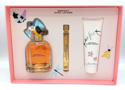 Perfect Marc Jacobs 3pcs EDP Spray 3.3oz, 0.33oz + Body Lotion 2.5oz