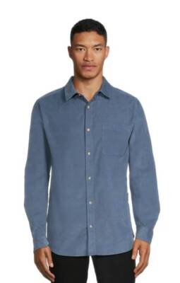 GEORGE COTTON CORDUROY MENS BUTTON DOWN SHIRT~2XL (50-52)~WEATHERED BLUE~NWT