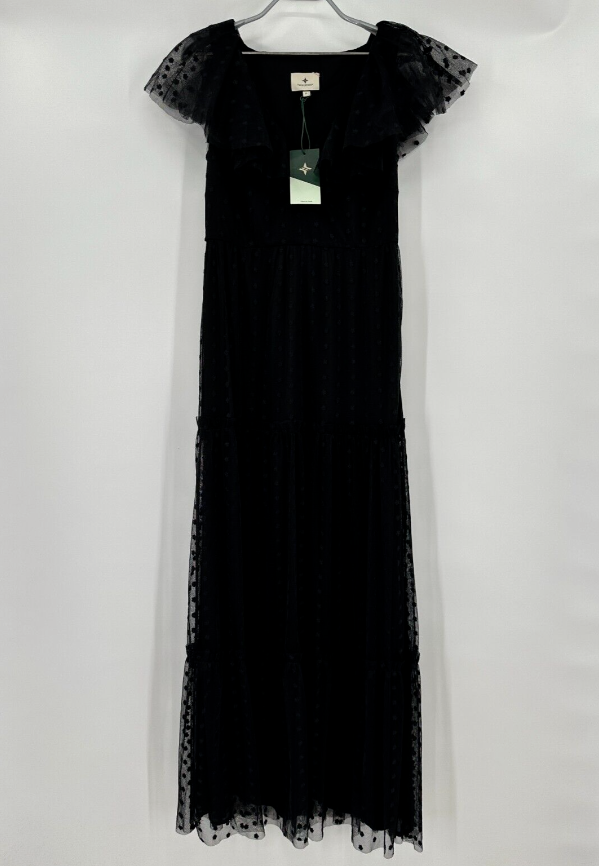 Pre-owned Tuckernuck Black Tulle Giselle Gown In Black Onyx Sz S Maxi Cocktail Party