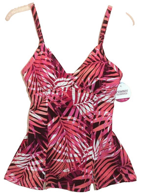 CROFT & BARROW sz S sz 6 L Tummy Slimmer Soft Cup Bra Tankini Swimsuit Top Pink