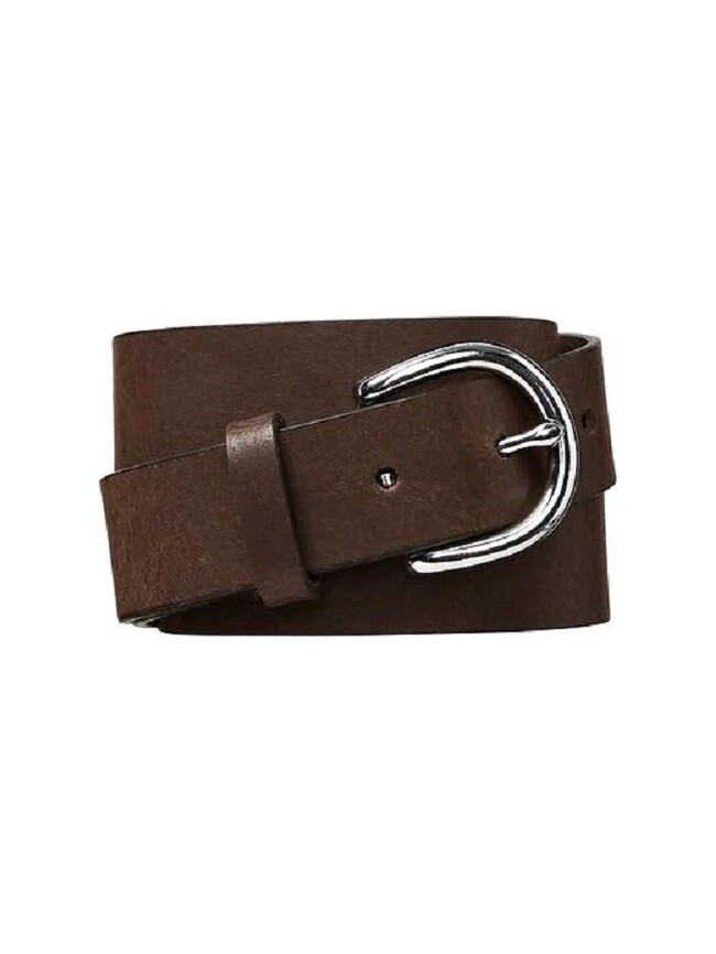 New GAP Women's Classic Belt Brown Silver Buckle Adjustable Genuine Cow Leather