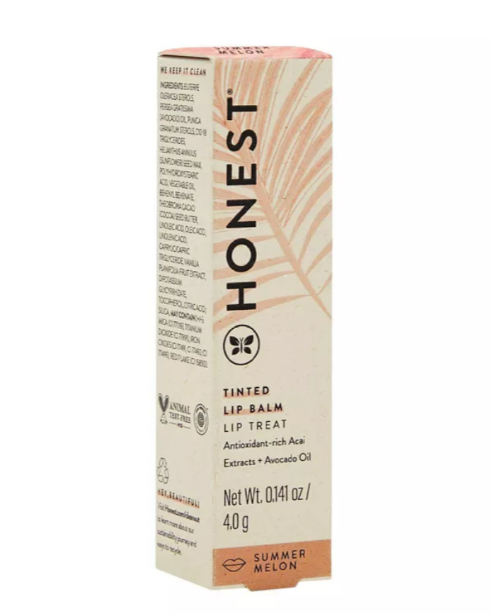 Honest Beauty Tinted Lip Balm, Summer Melon with Acai Extracts + Avocado Oil