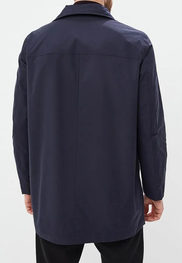 Pre-owned Hugo Boss Men's Lightweight Lined Water Wind Resistant Hidden Hood Trench Coat In Blue