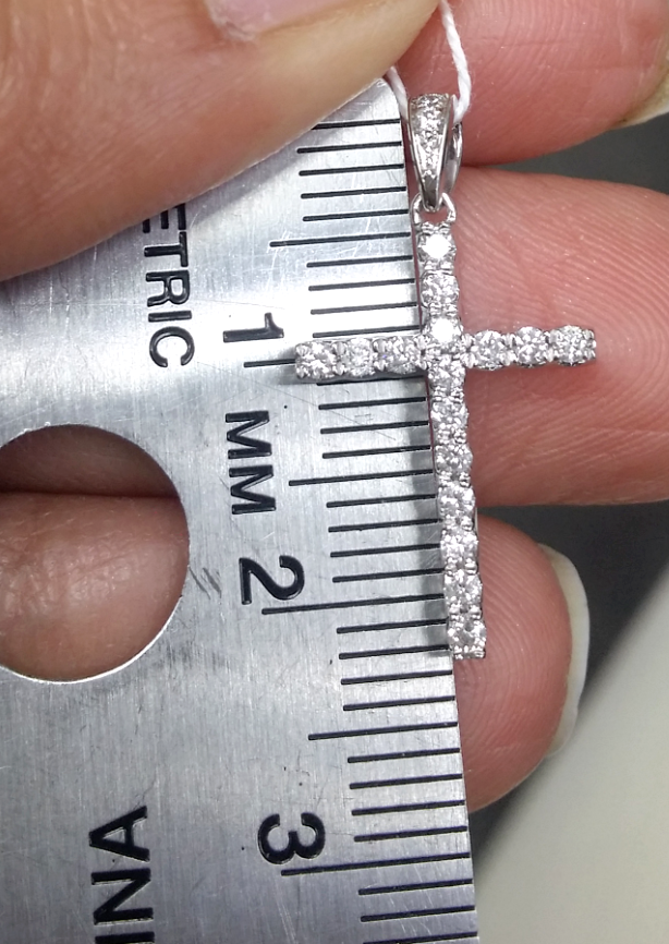 Pre-owned Handmade Deal 0.25 Ctw Round Diamond Cluster Cross Pendant Charm In 14k Gold 22 Mm In H