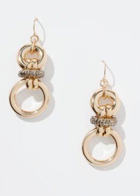 CHICO'S GOLD TONE LINKS DROP EARRINGS
