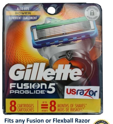 8 Gillette Fusion5 ProGlide Razor Blades Refills Cartridges Fit Flexball Power 4