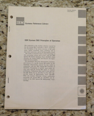 Vintage IBM System/360 Principles of Operation SRL Dated 1968