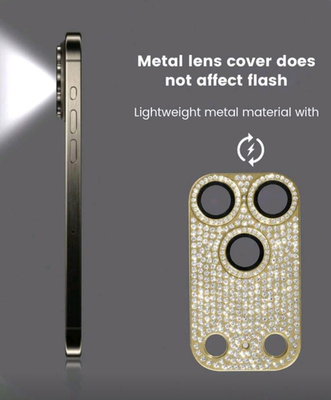 Cubierta de lente de cámara de metal de cristal dorado para iPhone 17 Pro...