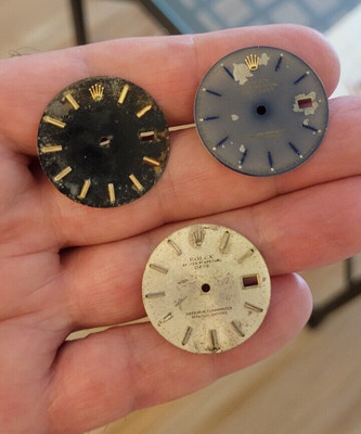 3 X Rolex 100% genuine dials for restoration,36 mm datejust 16013 and date 1500