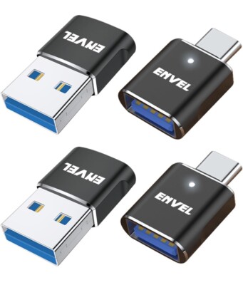 ENVEL USB C to USB Adapter | 4 Pack | USB 3.0 to USB C Adapter | USB Type-C Male