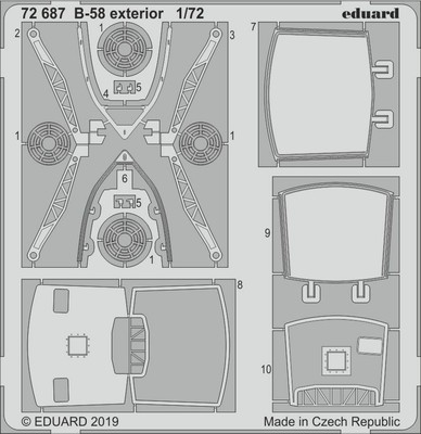 Eduard PE 72687 1/72 Convair B-58 Hustler exterior details Italeri