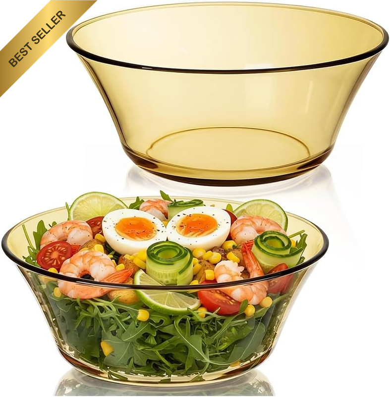 2-Piece Glass Salad Bowl Set, Large Capacity Glass Mixing Bowls, Bpa-Free, with