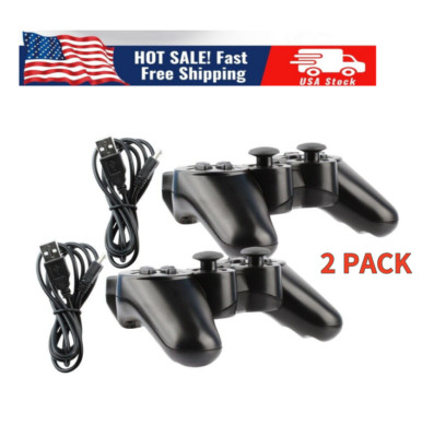 2x Black Wireless Bluetooth Video Game Controller Pad For PS3 Playstation 3