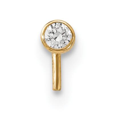 Avariah Solid 14k Yellow Gold 22 Gauge 2.5mm CZ Nose Stud - 6mm