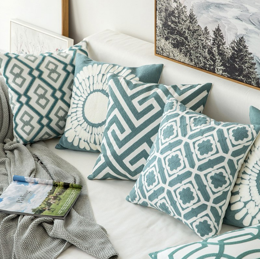 Teal Decorative Pillows Cushion Cover Home Decor Embroidery Cushion Cover eBay