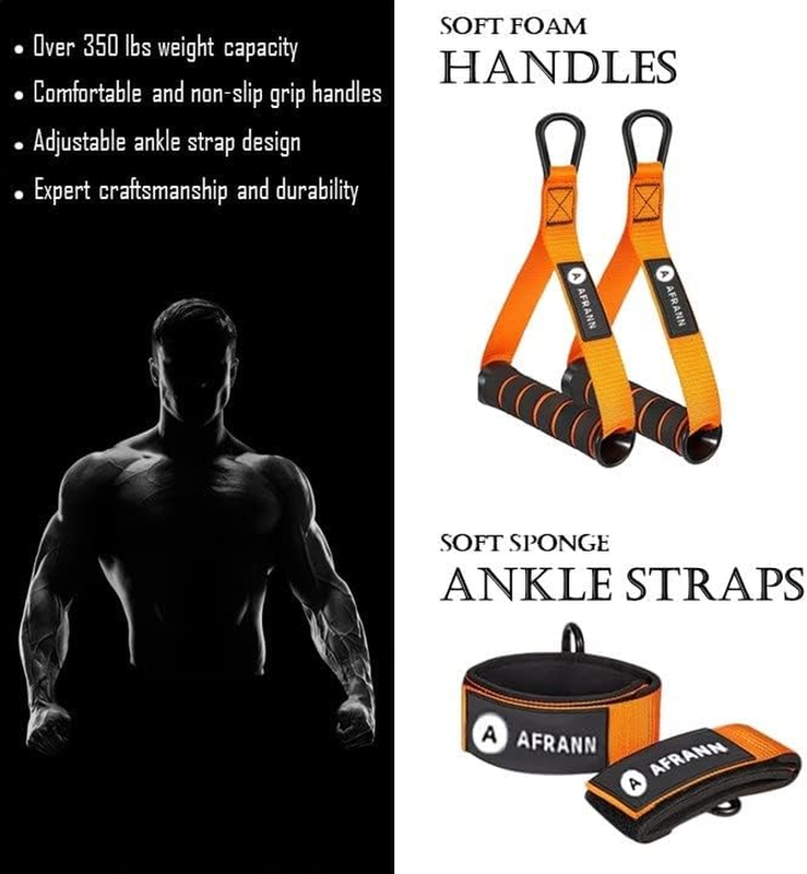 Heavy Fitness Resistance Bands 350Lbs Set with Handles, Door Anchor, Ankle Strap