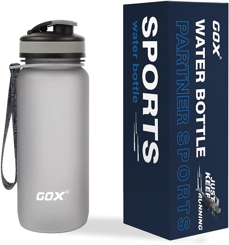 Sports Water Bottle with Leak Proof Flip Top Lid - BPA Free Tritan Plastic（Grey）
