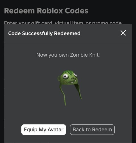 R0BL0X Toy Code Zombie Knit Sent By Messages Beanie