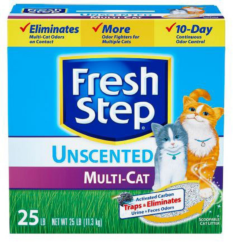 Cat Litter Unscented 25Lbs Clumping Odor Control Multi-Cat Litter