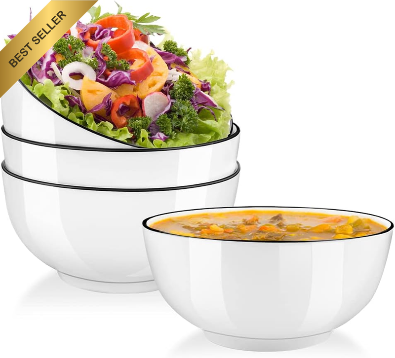 26 Oz Porcelain Soup Bowls White Bowl Large Stackable round Fine Serving Bowls M