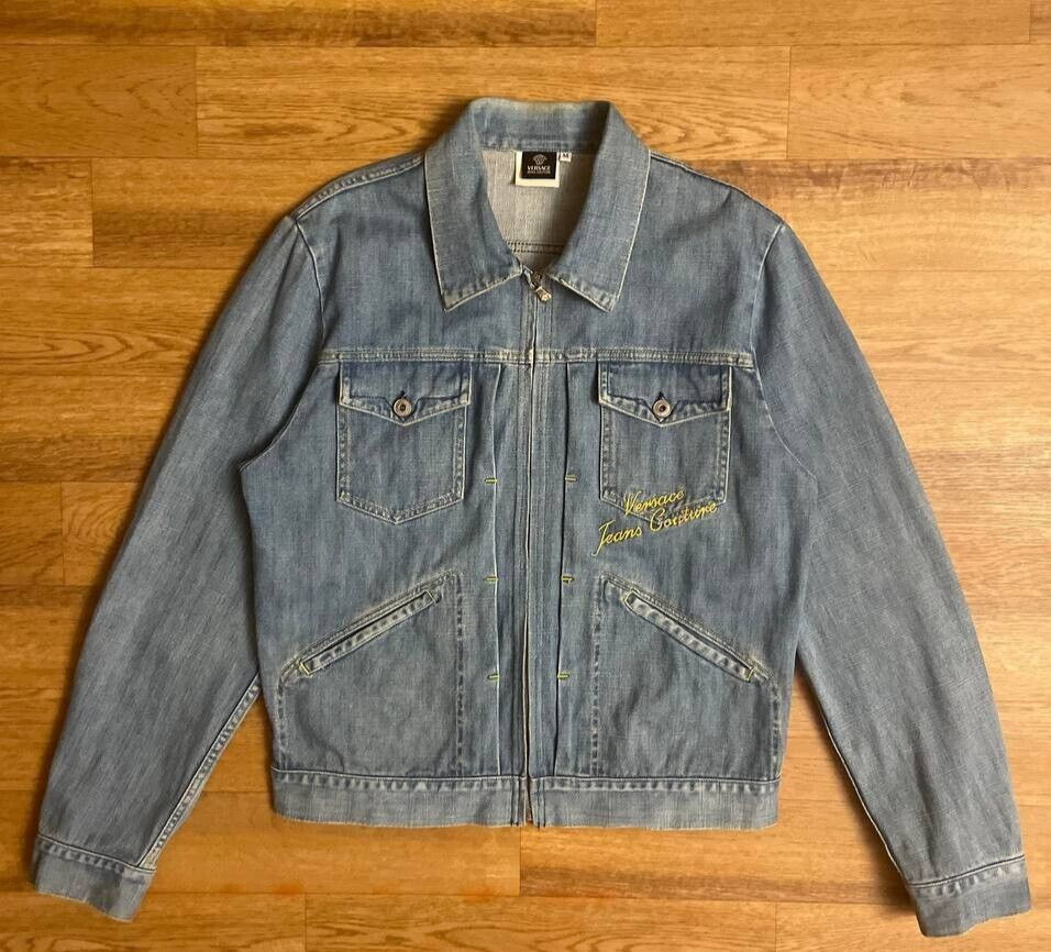ジャケット・アウター VERSACE JEANS COUTURE 90s Denim Jacket Versace Jeans Couture Men's Vintage Denim Jacket 90s Size M