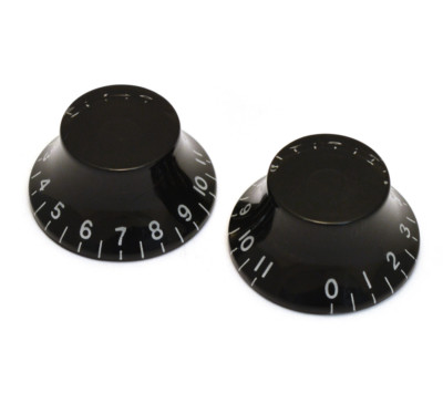 (2) Black 1-11 Bell Knobs for Gibson  & Guitar/Bass w/CTS Split Pots PK-0142-023