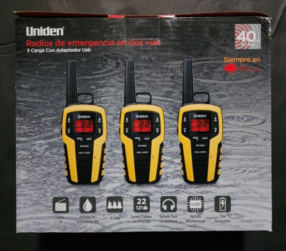 Uniden Emergency 3 Two-Way Radios Walkie-Talkies 40 Mile Range SX409-3CKEM