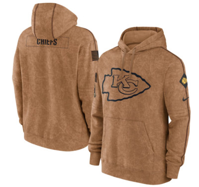 Men's Kansas City Chiefs Brown 2023 Salute To Service Club Pullover Hoodie