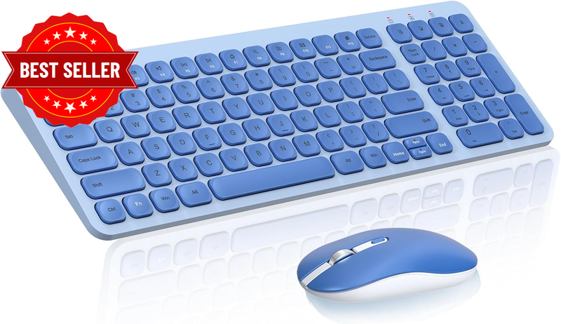 Wireless Keyboard Mouse Combo,  Compact Full Size Wireless Keyboard and Mouse Se