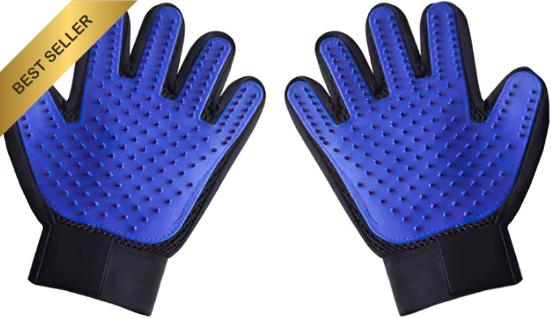 Pet Grooming Gloves 1 Pair Blue BPA-Free Dog Washing Hair Remover Cat Brush