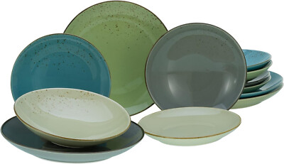 Nature Collection 12tlg Tellerset mit 4 sortierten Naturglasuren CreaTable 20963