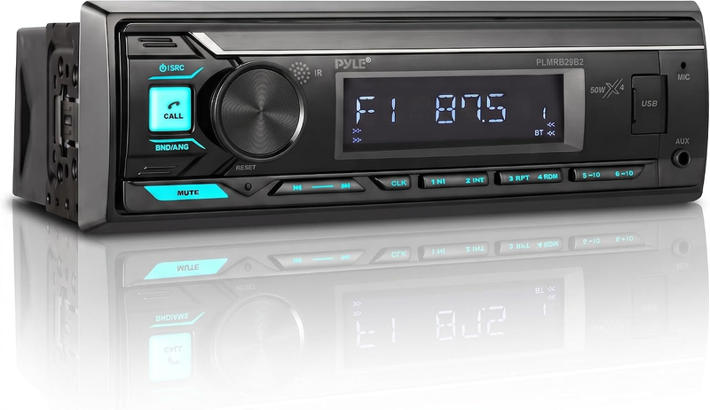 Marine Radio Stereo Receiver with Bluetooth MP3 Player - Single DIN Boat Audio S