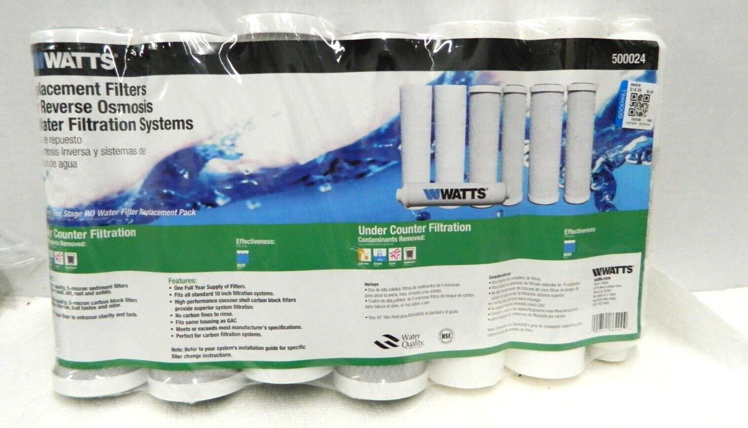 Watts Premier 500024 5-Stage Reverse Osmosis Annual Replacem