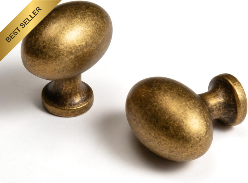 Oval Antique Brass Cabinet Knobs, Zinc Alloy for Drawer Knobs for Dresser Cupboa