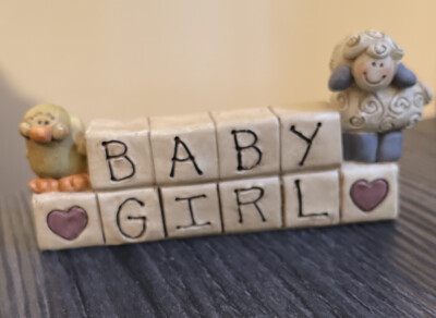 NEW Blossom Bucket ''BABY GIRL'' Sheep ~Chick ~New Baby ~Baby Shower~ Baby Blocks