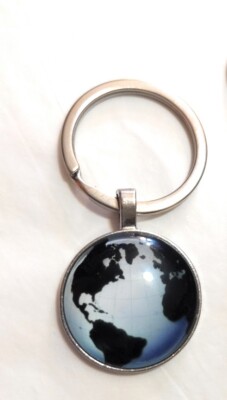 The EARTH MAP Globe Glass Metal Keychain Key chain Round cosplay collectible